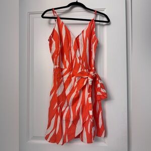 H&M Vibrant Orange and White Mini Dress